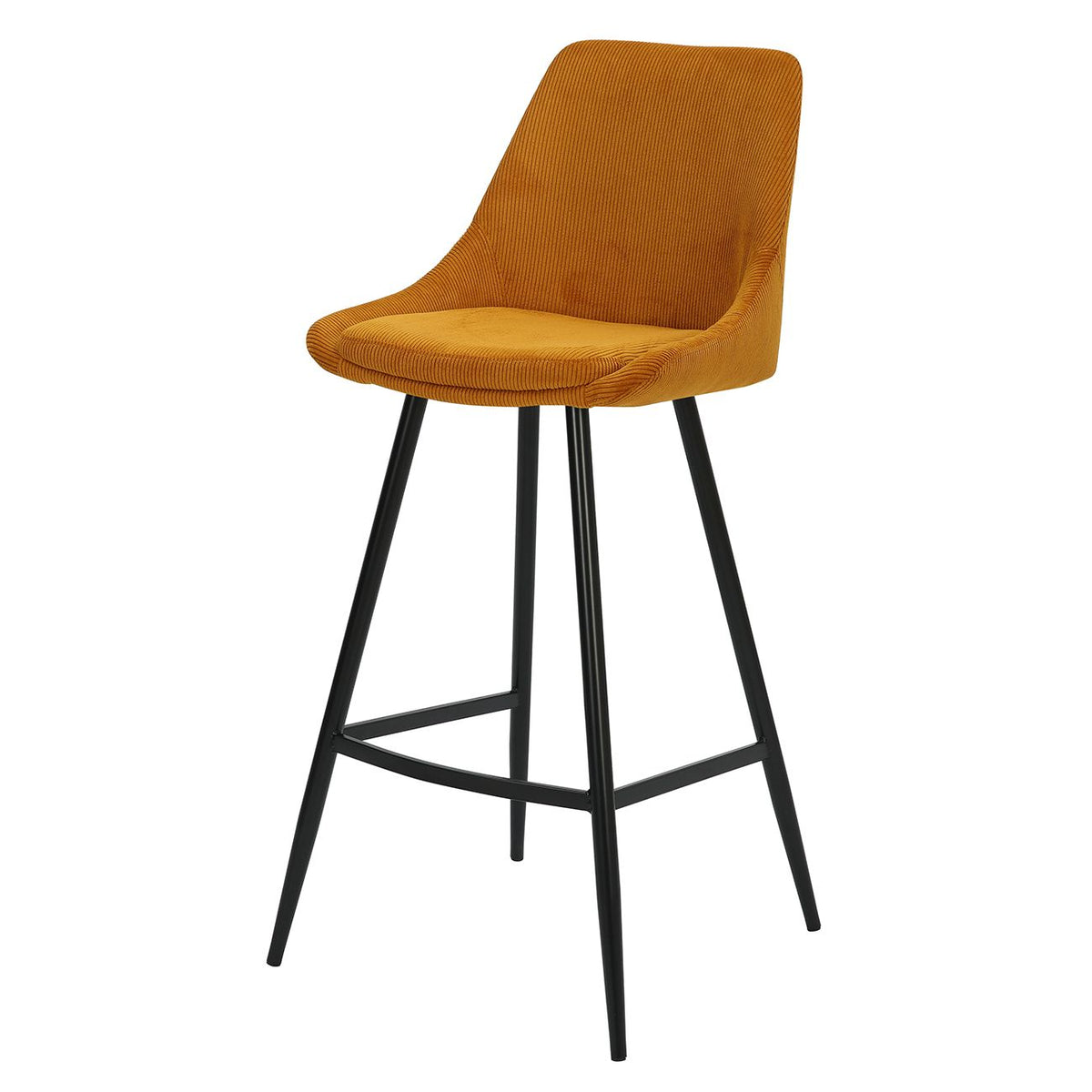 Chaise de bar velours côtelé jaune curry