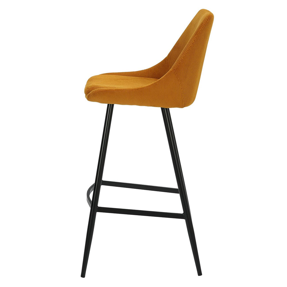Chaise de bar velours côtelé jaune curry