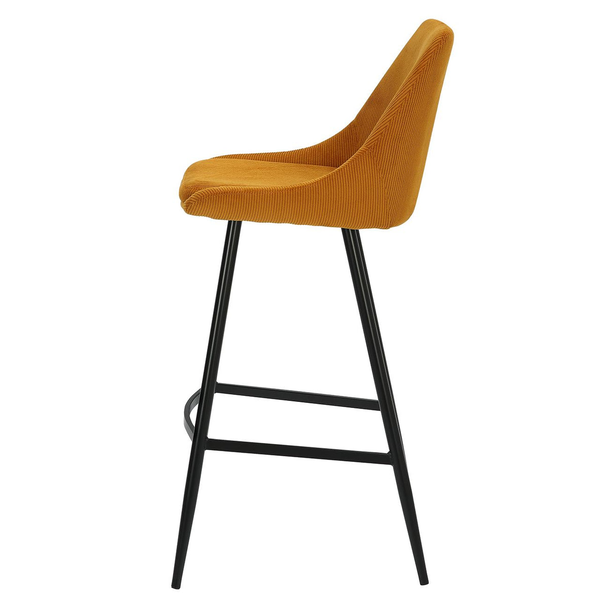 Chaise de bar velours côtelé jaune curry