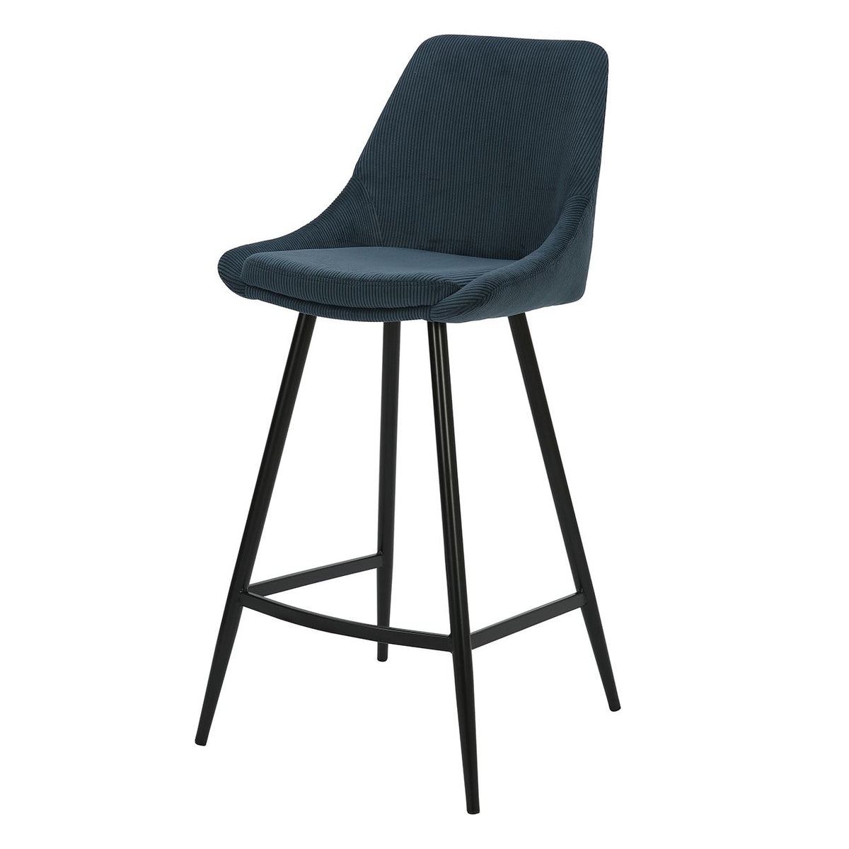 Chaise snack en velours côtelé bleu