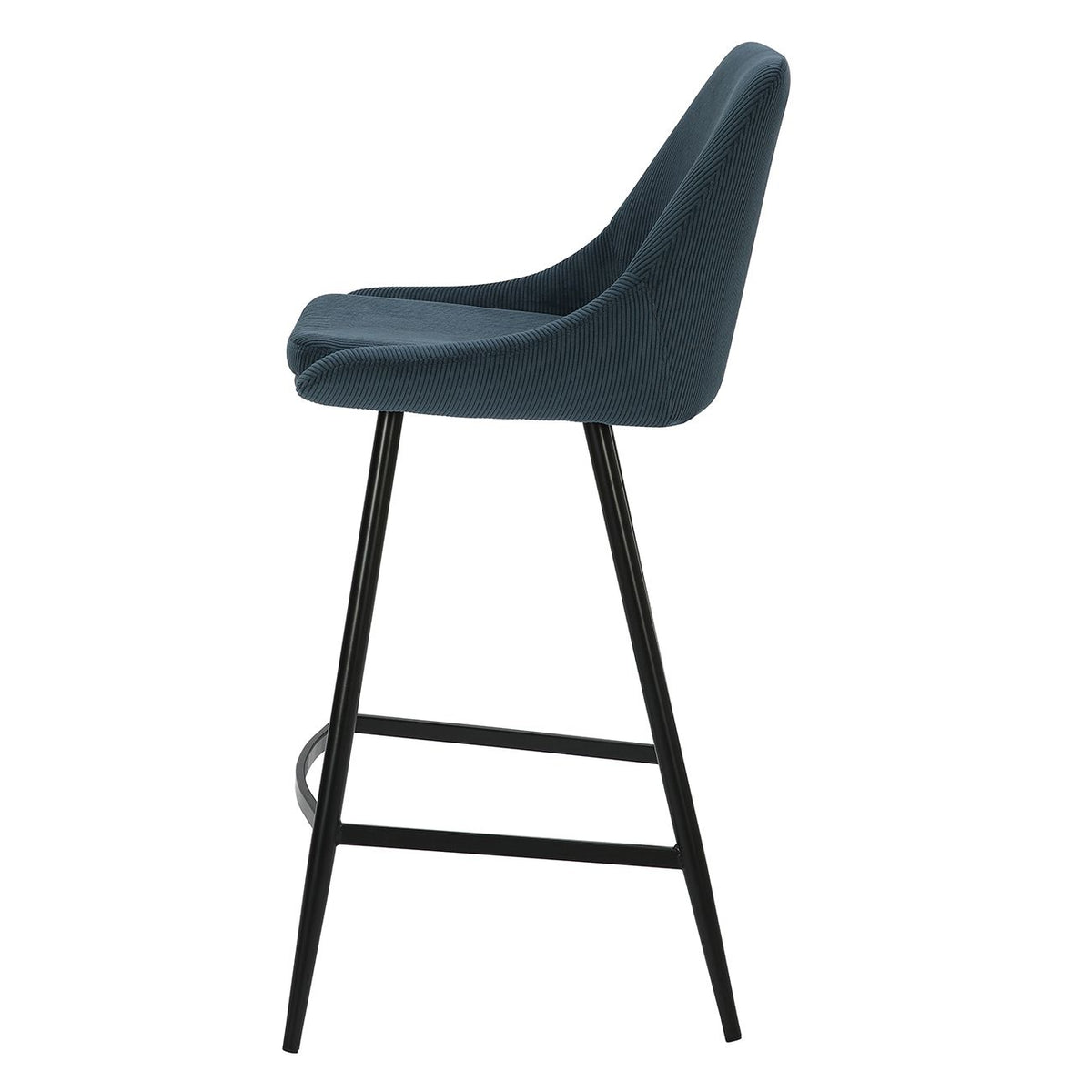 Chaise snack en velours côtelé bleu