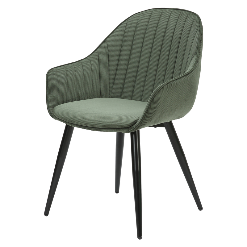 Fauteuil en velours côtelé vert kaki