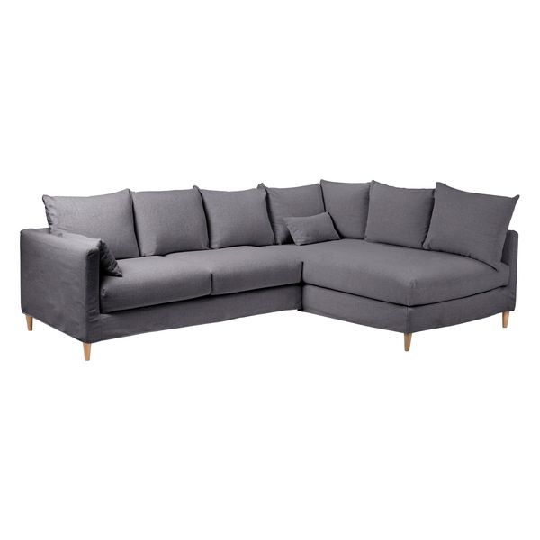 Canapé d'angle tissu recyclé anthracite - Angle droite