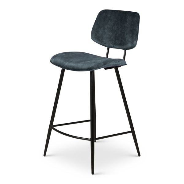 Chaise plan de travail velours gris bleu