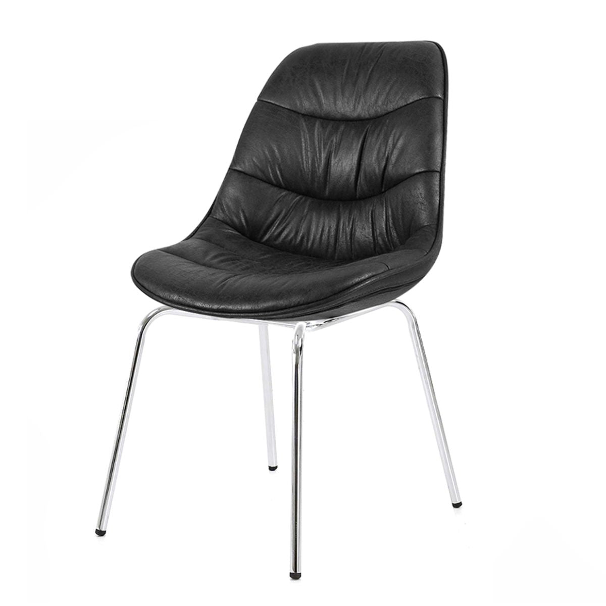 Chaise noire pied métal chromé