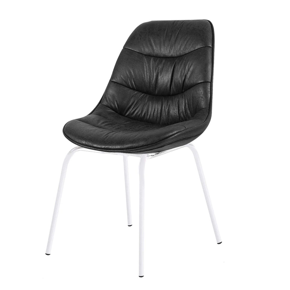 Chaise noire pied métal blanc