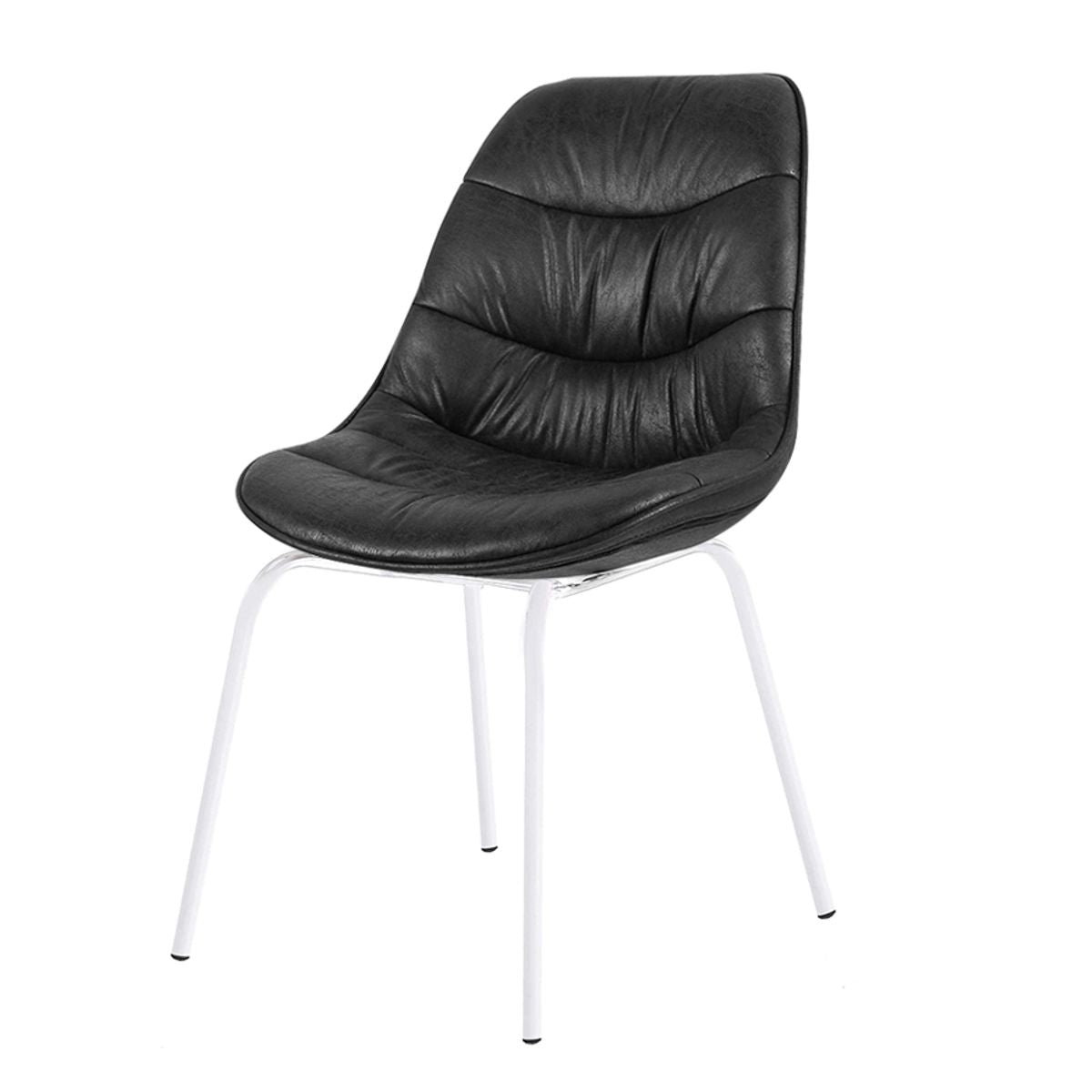 Chaise noire pied métal blanc