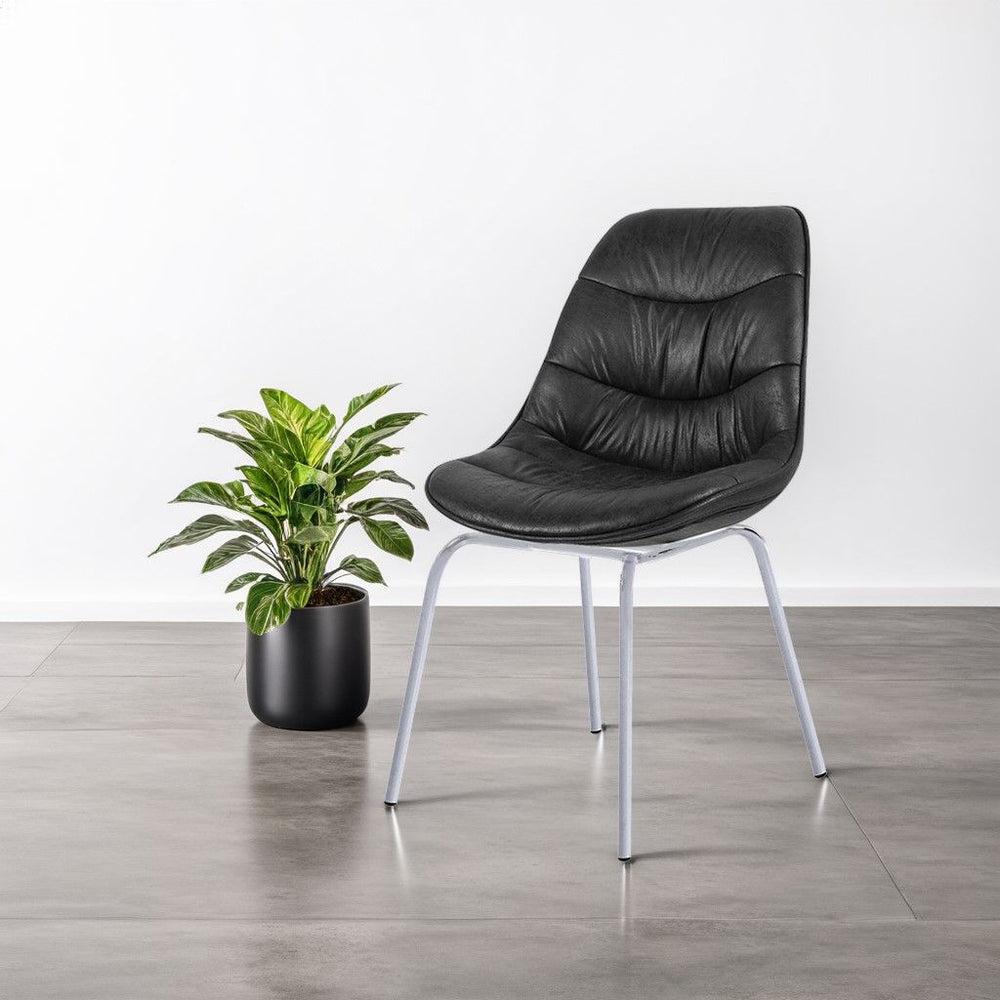 Chaise noire pied métal gris