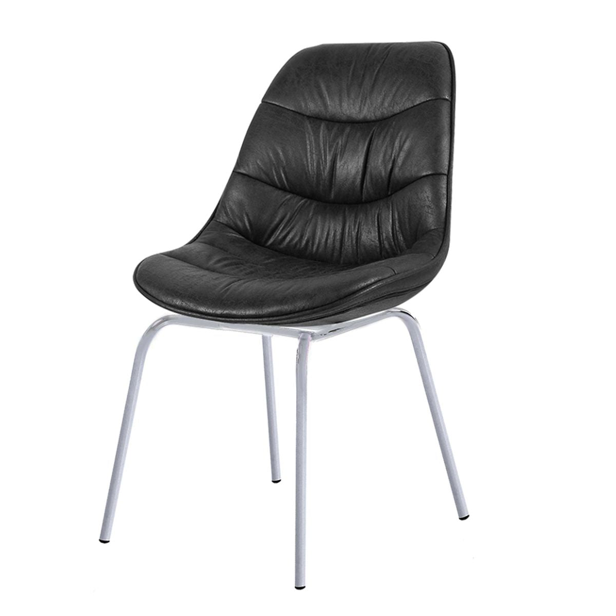 Chaise noire pied métal gris