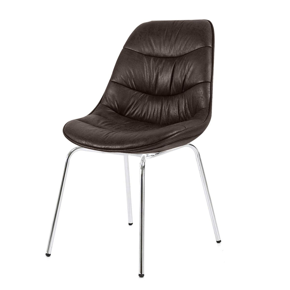 Chaise marron pied métal chromé