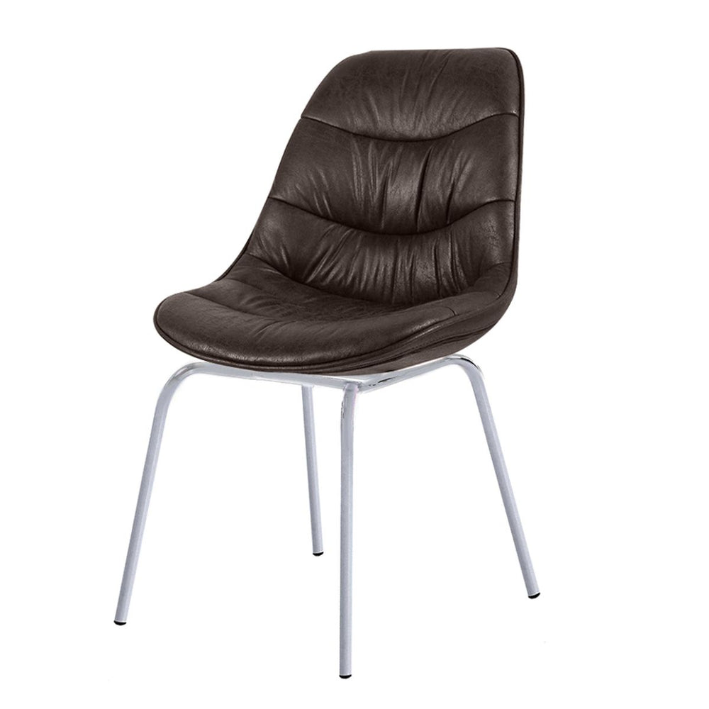 Chaise marron pied métal gris