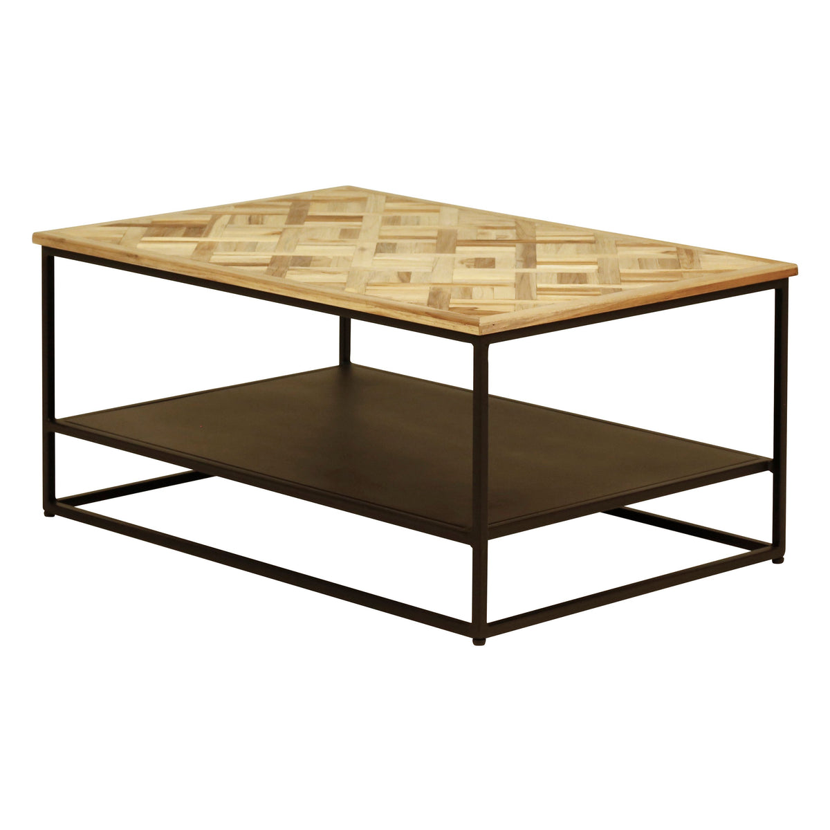 Table basse teck recyclé 90cm noir