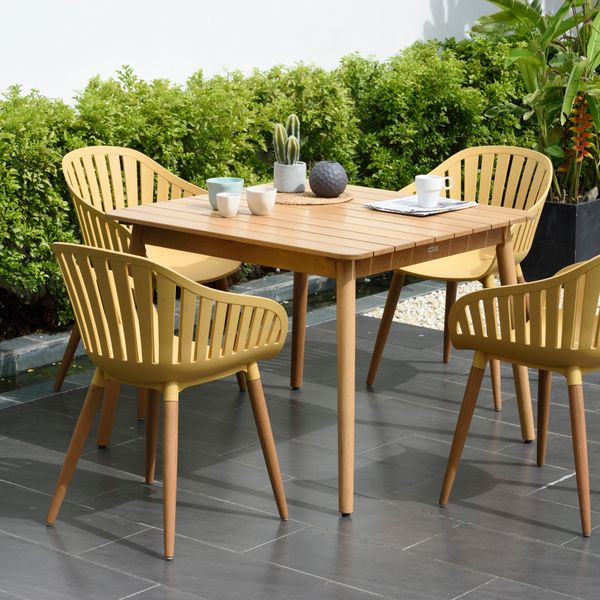 Table repas carré outdoor 95cm eucalyptus