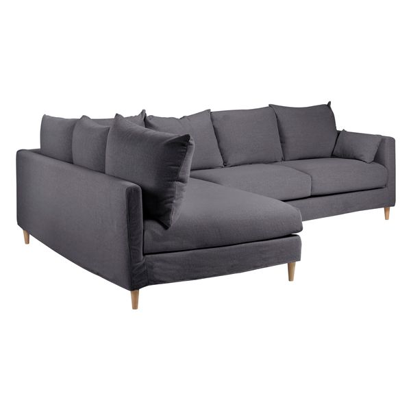Canapé d'angle tissu recyclé anthracite - Angle gauche
