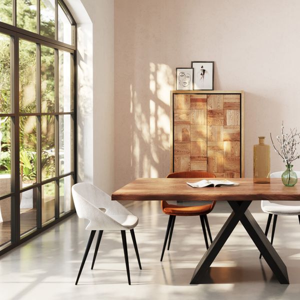 Chaise repas velours côtelé écru