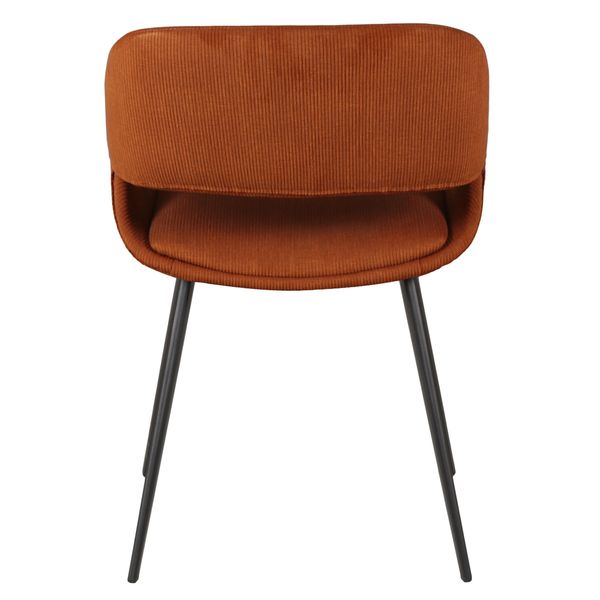 Chaise repas velours côtelé cognac