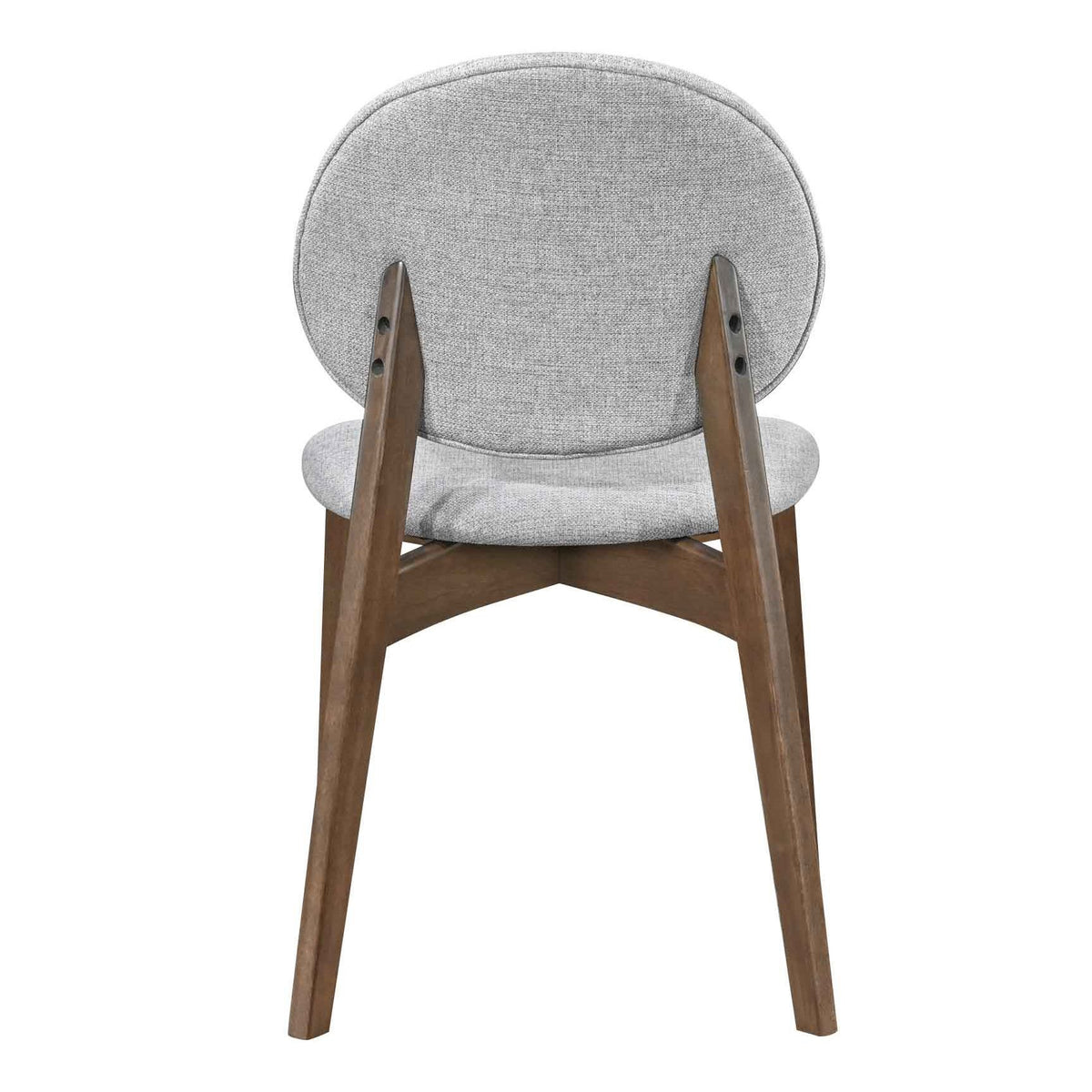 Chaise repas tissu gris clair pied noyer