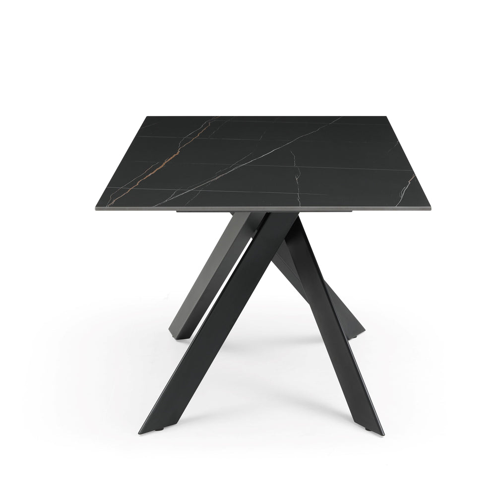 Table repas 180cm céramique Nero Dorato Mat noire