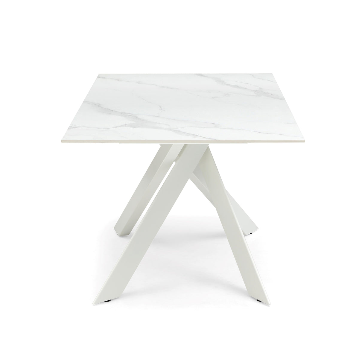 Table repas 180cm Céramique Arabescato mat blanc