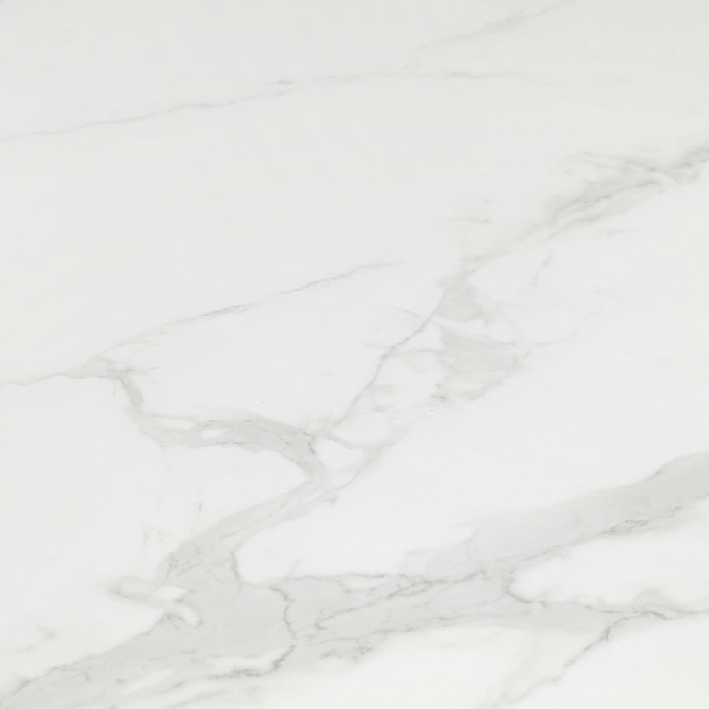 Table repas 180cm Céramique Arabescato mat blanc