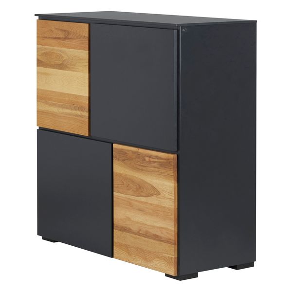 Meuble haut 4 portes chêne naturel et laqué anthracite