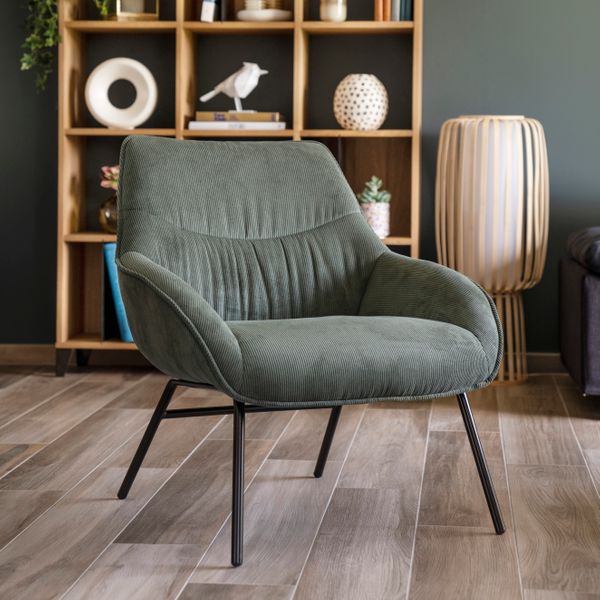 Fauteuil velours côtelé vert sapin