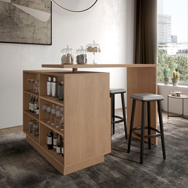 Îlot central cuisine 125cm plateau pivotant