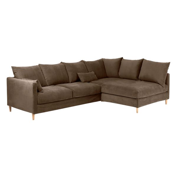 Canapé d'angle velours taupe - Angle droite