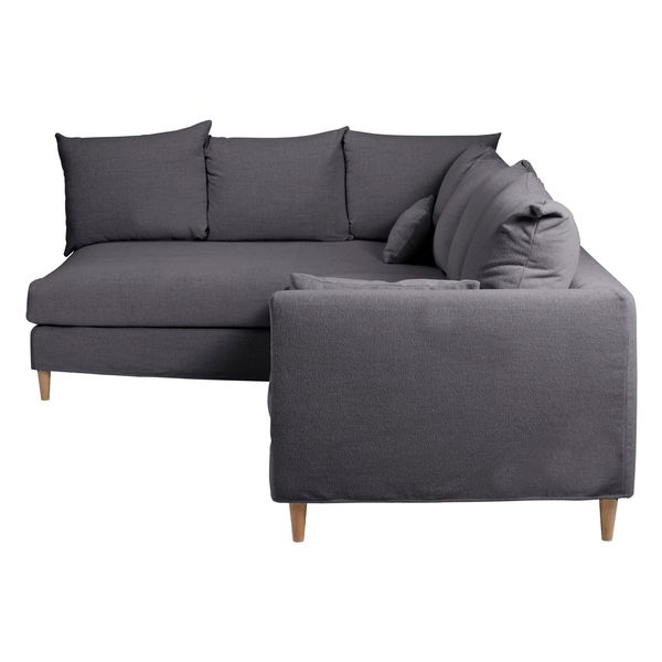 Canapé d'angle tissu recyclé anthracite - Angle gauche