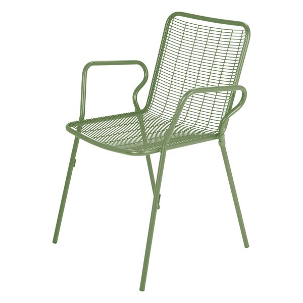 Fauteuil repas outdoor métal vert amande