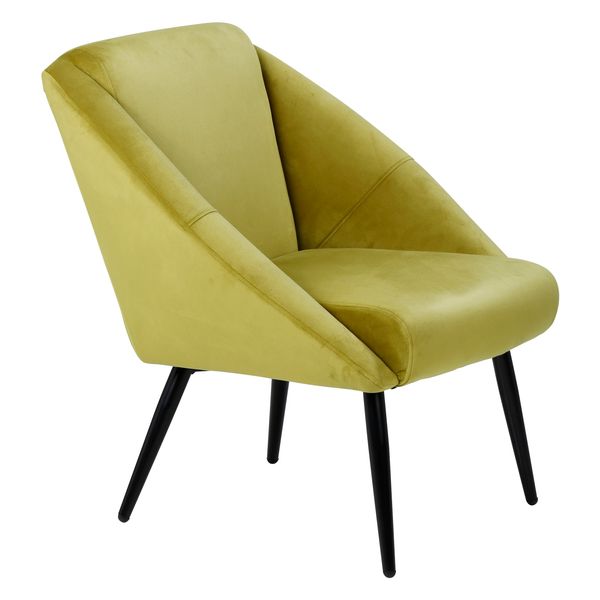 Fauteuil velours ocre