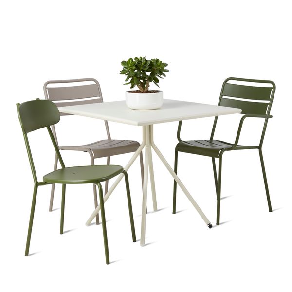 Table de jardin carrée 80cm pied central métal beige OPUS