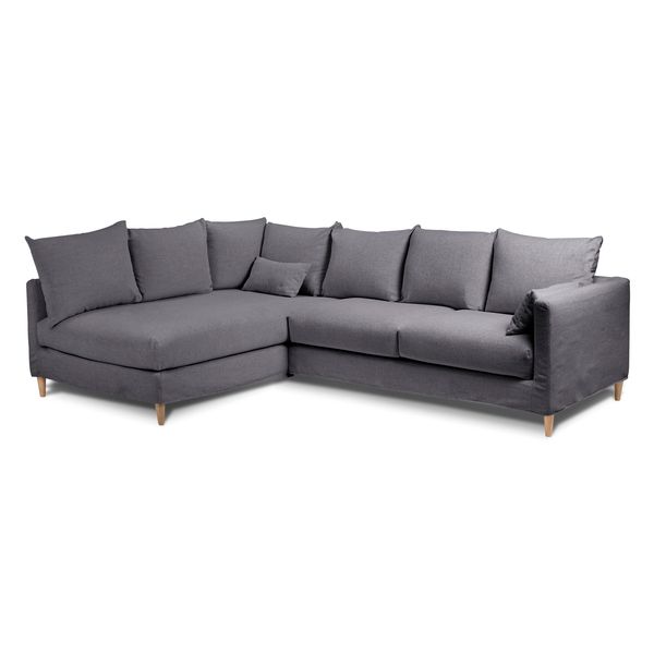 Canapé d'angle tissu recyclé anthracite - Angle gauche