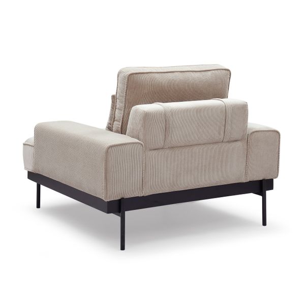 Fauteuil velours côtelé beige
