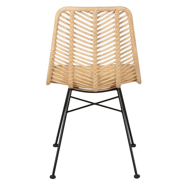 Chaise repas en rotin et métal noir