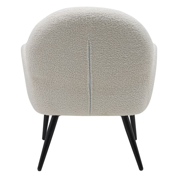 Fauteuil tissu effet laine bouclette blanc