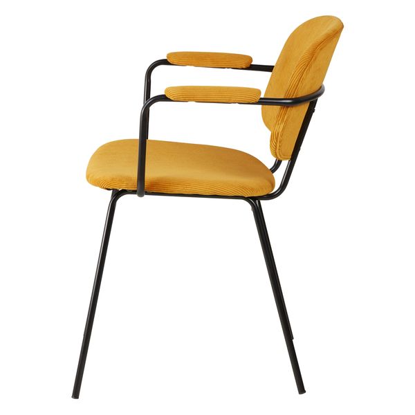 Fauteuil velours côtelé jaune curry