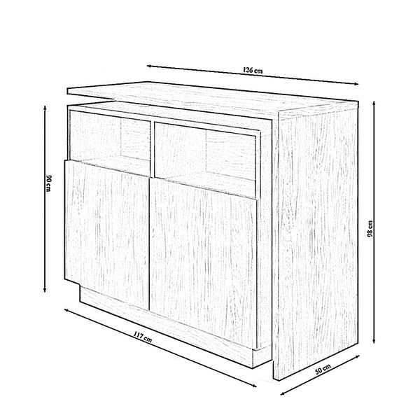 Îlot central cuisine 125cm plateau pivotant