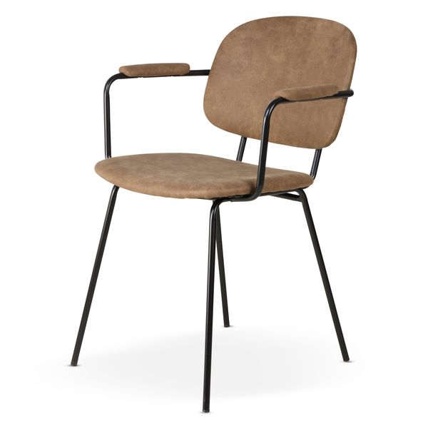 Fauteuil tissu effet daim marron foncé