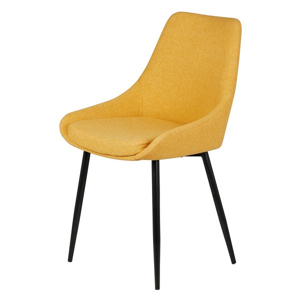 Chaise en tissu jaune moutarde