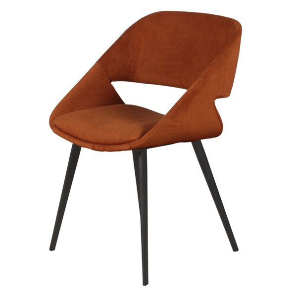 Chaise repas velours côtelé cognac