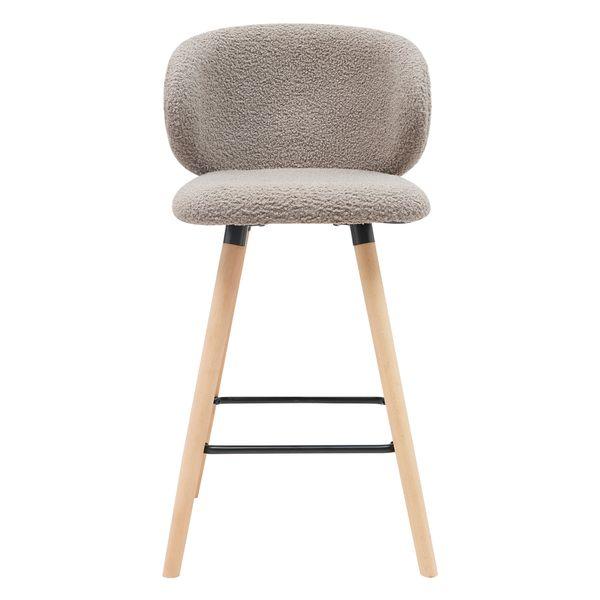 Chaise de bar tissu effet laine bouclette taupe