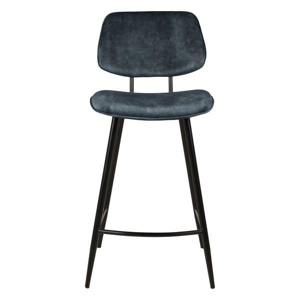 Chaise plan de travail velours gris bleu