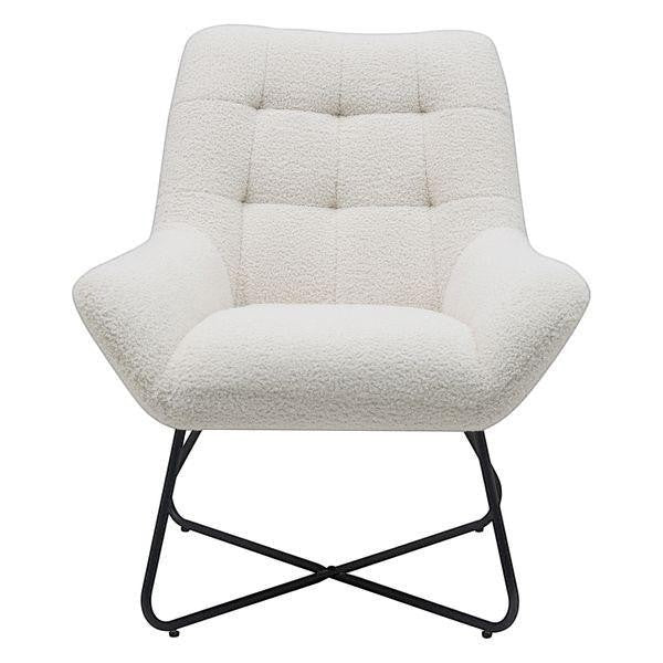 Fauteuil tissu effet laine bouclette blanc