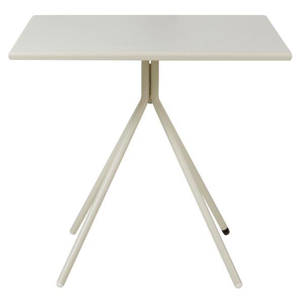 Table de jardin carrée 80cm pied central métal beige OPUS