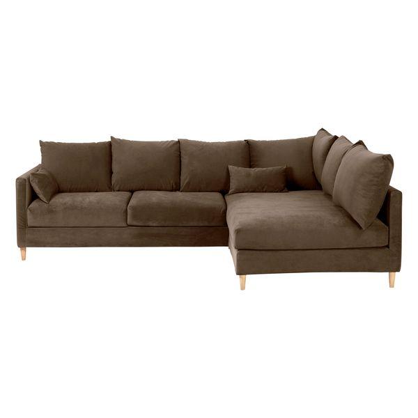 Canapé d'angle velours taupe - Angle droite