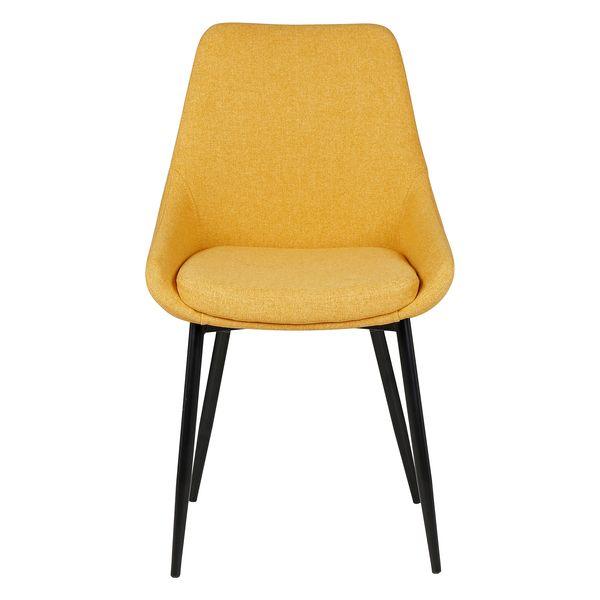 Chaise en tissu jaune moutarde
