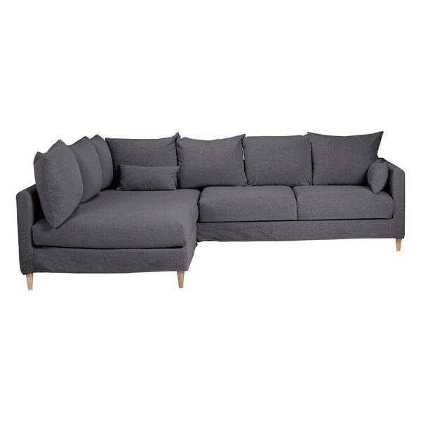 Canapé d'angle tissu recyclé anthracite - Angle gauche