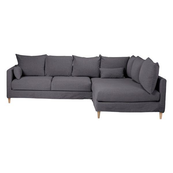 Canapé d'angle tissu recyclé anthracite - Angle droite