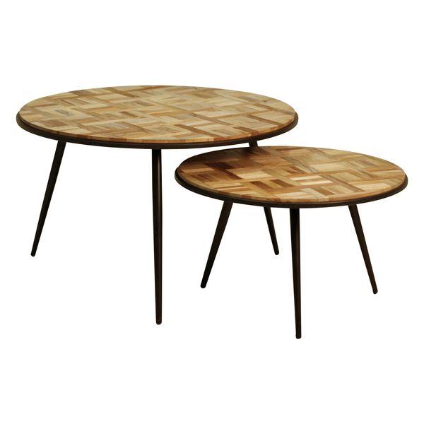 Table basse gigogne teck recyclé 74cm - Set de 2
